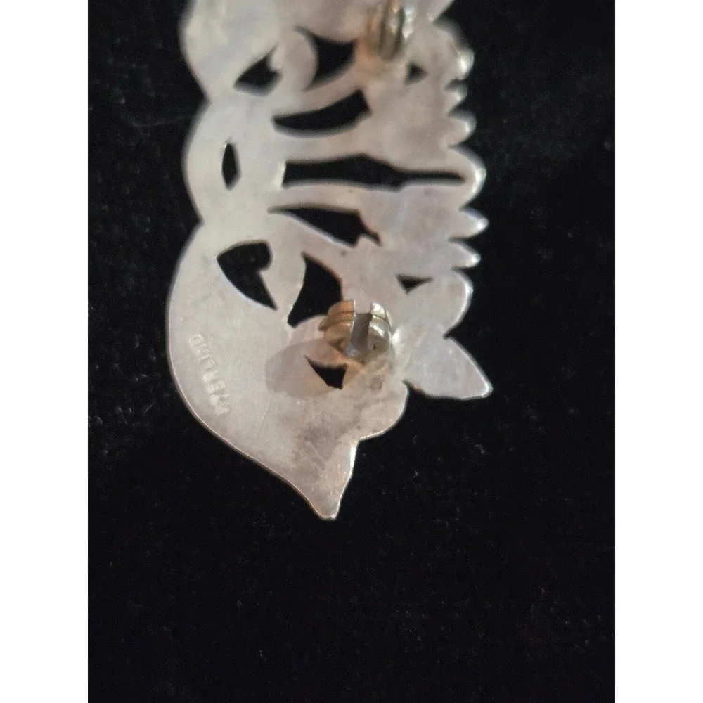 Vintage Sterling Silver Floral Brooch Pin Openwork Flower Leaf Design 925